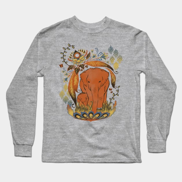 Elephants Sanctuary Long Sleeve T-Shirt by akaneyabushita